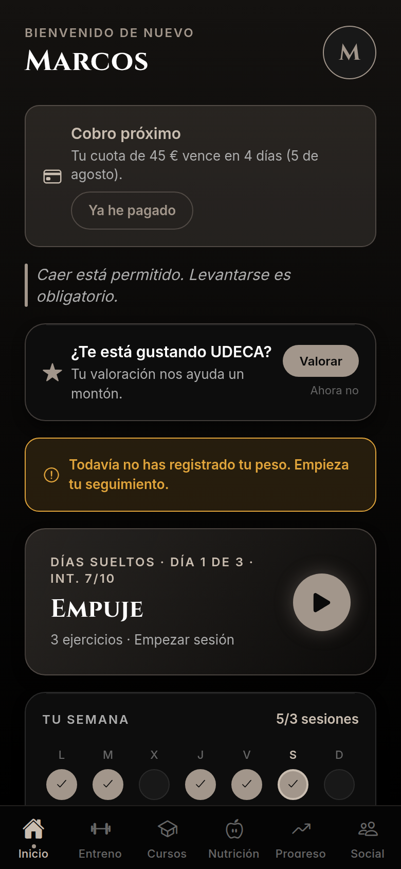 Inicio del alumno en UDECA